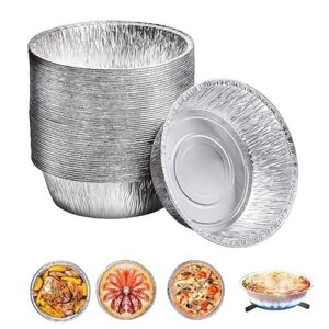 50 Peças de Formas Pastel Alumínio com Tampas Cúpula Redondas para Assar Descartáveis Tarta Cozinhar Armazenar Casa Acampamento Churrasco Festa Verão Leve Prático Alimento Grau Alta Temperatura
