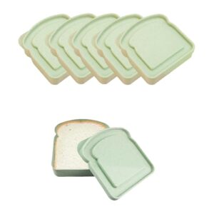 5 recipientes de sanduíche reutilizáveis para lancheiras, sem BPA, seguro para micro-ondas e lava-louças, caixa de armazenamento de alimentos em forma de torrada de plástico com tampa para lanches