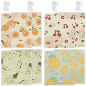 8 peças panos de prato absorventes panos de prato panos de prato reutilizáveis panos de prato sem arranhões toalhas multiuso com 4 clipes para banheiro 17 x 19 x 0,2 cm