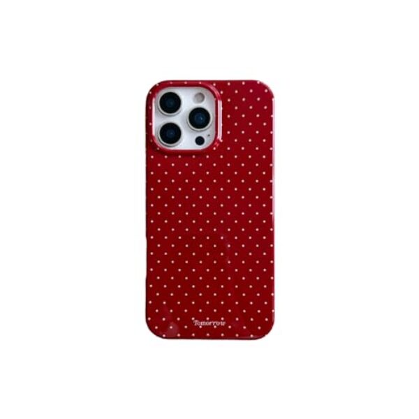 aaknhen Capa para iPhone 13 Pro Max linda capa de telefone com bolinhas vermelhas retrô moderna eshtetic fina macia TPU à prova de choque para mulheres meninas para iPhone 13 Pro Max 6,7 polegadas