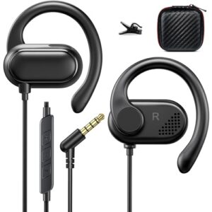 ACANDYA Fones de ouvido com fio de 3,5 mm para iPod, laptop, MP3, smartphones Android, fone de ouvido esportivo de orelha aberta para estudantes, corrida, exercícios, academia, treino, fones de ouvido
