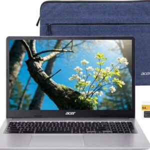 acer Chromebook 315, laptop com tela IPS FHD de 15,6 polegadas (1920 x 1080), Intel Celeron N4500, 4 GB de RAM, 128 GB de armazenamento (64 GB eMMC + 64 GB SD), webcam, Chrome OS, prata brilhante