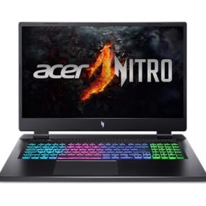 Acer Laptop para jogos Nitro 17 | Processador AMD Ryzen 5 8645HS Hexa-Core AI | GPU para laptop NVIDIA GeForce RTX 4050 | Tela FHD IPS 165Hz de 17,3 polegadas | DDR5 de 16 GB | SSD de 512 GB | Wi-Fi