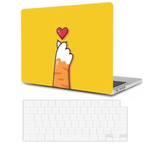 ACJYX Capa protetora compatível com MacBook Pro 14 polegadas A2442 M1 Pro Max 2021, capa rígida de plástico leve e protetor de teclado para Mac Pro de 14 polegadas com tela Retina XDR, garra amarela