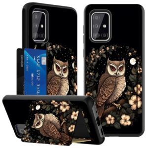 ACWDMKH Capa carteira para celular Galaxy-A71-5G com suporte e suporte para cartão, capa para celular Samsung Galaxy A71 5G de camada dupla híbrida macia TPU rígido PC rígido proteção à prova de