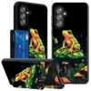 ACWDMKH Capa carteira para Samsung Galaxy A35 5G / A55 5G com suporte para cartão e suporte, camada dupla híbrida macia TPU rígido PC à prova de choque flip capa protetora para Samsung A35 5G, sapo
