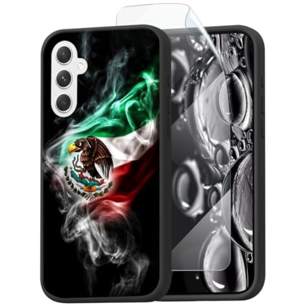ACWDMKH Capa para Samsung Galaxy S25 FE com protetor de tela de silicone TPU macio fino à prova de choque, resistente a arranhões, carregamento sem fio, capa fofa resistente, bandeira mexicana águia