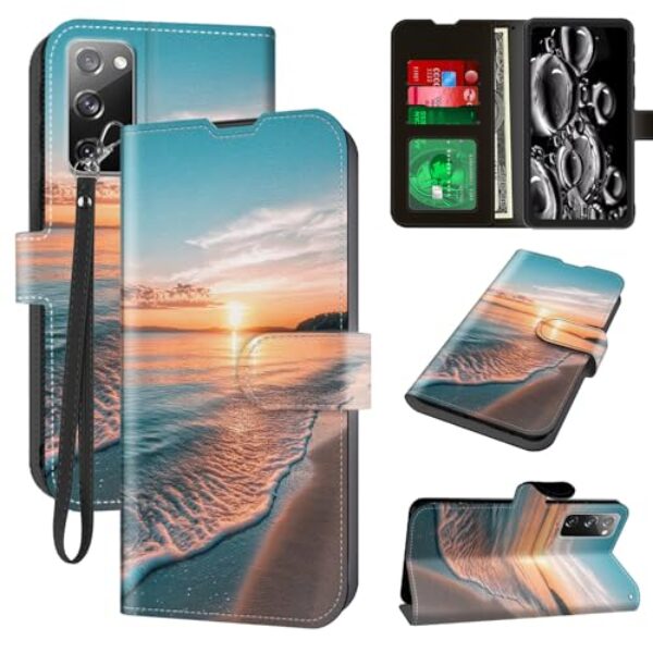 ACWDMKH Capa protetora magnética à prova de choque para Samsung Galaxy S20 FE para Samsung S20 FE, pôr do sol, mar, praia