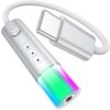 Adaptador de fone de ouvido USB C para 3,5 mm, amplificador embutido, 4 modos de áudio, graves profundos, som surround 7.1, voz clara, luz de néon Hifi estéreo USB C para conector de 3,5 mm para