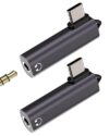 Adaptador de áudio USB C para 3,5 mm Cabo auxiliar DAC Conversor de fone de ouvido (pacote com 2) para iPhone 16 15 Pro Max, compatível com Samsung para fones de ouvido Apple S24, tipo C, adaptador
