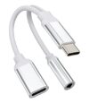 Adaptador Dongle de fone de ouvido tipo C para 3,5 mm (2 em 1) DAC USB-C Jack Charger Splitter Apple IPhone15 Pro Max iPad cabo de carregamento de áudio acessórios compatíveis com Samsung LG Galaxy