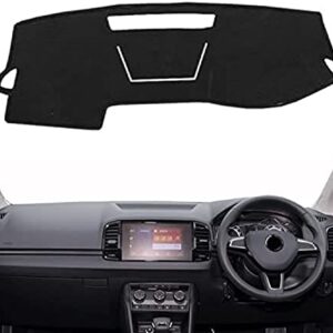 Adequado para Skoda Karoq 2017 2018 2019 2020 Interior Dash Covers Painel Capa Antiderrapante Proteção UV, RHD Rosca Branca