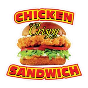 Adesivo cortado vários tamanhos frango sanduíche estilo C restaurante e comida frango interior placa de concessão vermelho 35,5 cm lado mais longo