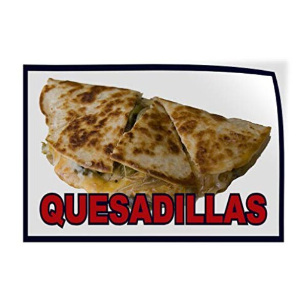 Adesivo decalque de vários tamanhos QUESADILLAS Food Fair Restaurant Cafe Market Food & Beverage Quesadillas Outdoor Store Sign Branco - 30,5 x 20,3 cm,