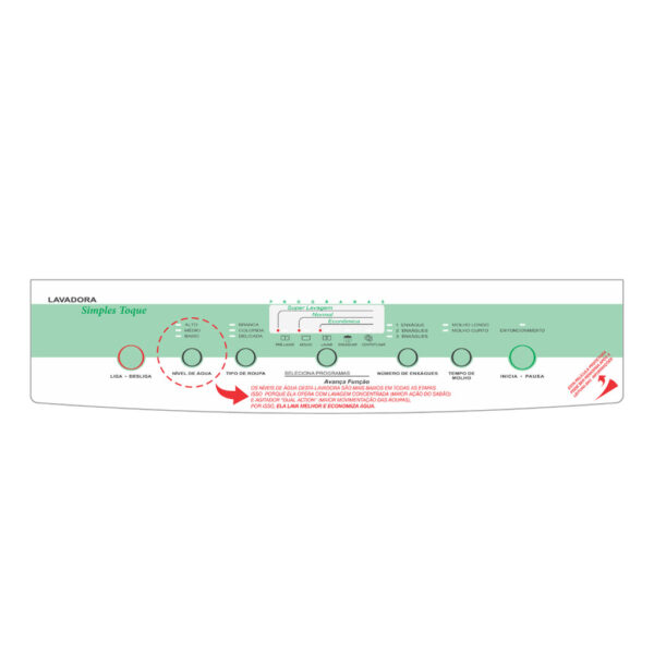 ADESIVO PAINEL DECORATIVO COMPATÍVEL PARA MÁQUINA LAVADORAS ROUPAS BRASTEMP SIMPLES TOQUE 5KG BWF22A