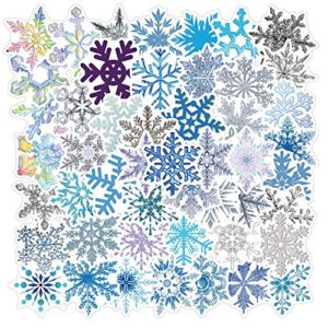 Adesivos de flocos de neve para decoração de Natal no inverno | 50 adesivos de vinil à prova d'água para janela, garrafas de água, bicicleta, laptop, bagagem, computador, celular, skate, bicicleta