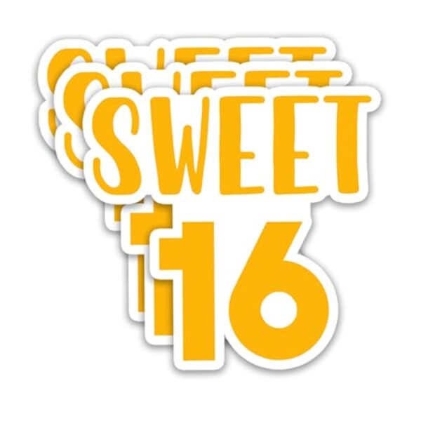 Adesivo Sweet 16 (3 peças) – Adesivos de vinil à prova d'água de feliz aniversário de 16 anos Cheers to 16 Years para laptops, álbuns, diários, garrafas de água, decorações de festa, 7,6 x 7,1 cm