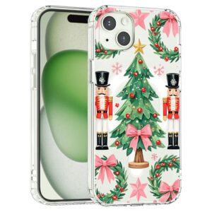AdorableWhimsy Capa para iPhone 17 Air - Compatível com MagSafe fofo quebra-nozes árvore de Natal laço rosa guirlanda de azevinho capa magnética transparente impressa à prova de choque