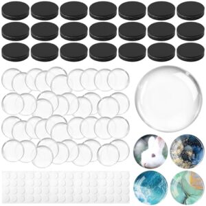 Aertiavty Kit de fabricação de 120 ímãs de geladeira, ímãs de vidro de 5 cm para geladeira, armário, quadro branco, escritório, cozinha, ímã decorativo (60 ímãs redondos + 60 vidros + pontos adesivos