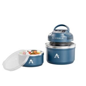 AEWHALE Fritadeira portátil de aço inoxidável 3 em 1,4 litros e 8 xícaras, recipientes isolados a vácuo com tampas de armazenamento, pode ser lavado na lava-louças