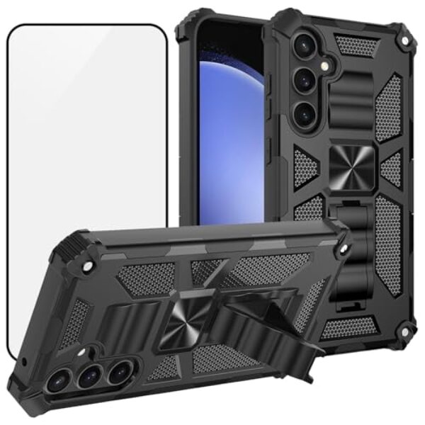 Ailiber Capa para Samsung Galaxy A17 5G, capa de celular Samsung A26 com protetor de tela, suporte de suporte, para suporte magnético para carro, capa de celular resistente à prova de choque