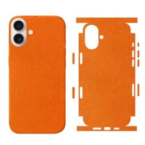 Alcapulse Capa de celular/capa para iPhone 16 Plus, capa ultrafina feita à mão com material Alcantara, compatível com MagSafe, aderência resistente a arranhões laranja