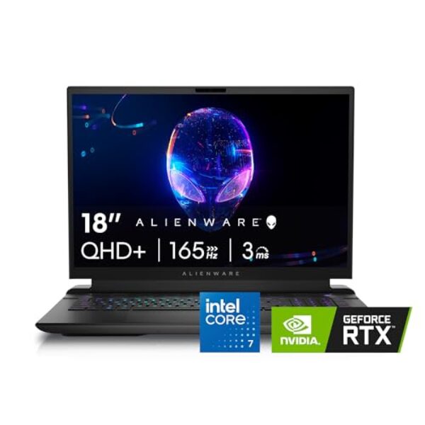 Alienware Laptop para jogos M18 – tela de 45.7 cm QHD+ 165Hz 3ms, Intel Core i7-14700HX, 16GB DDR5 RAM, SSD de 1TB, NVIDIA GeForce RTX 4070 8GB GDDR6, Windows 11 Home, serviço no local – Lua metálica