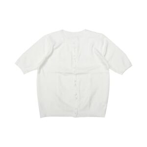 Allegra K Cardigã feminino de malha com botões, leve, gola redonda, bufante, manga curta, cardigãs casuais, Branco, M