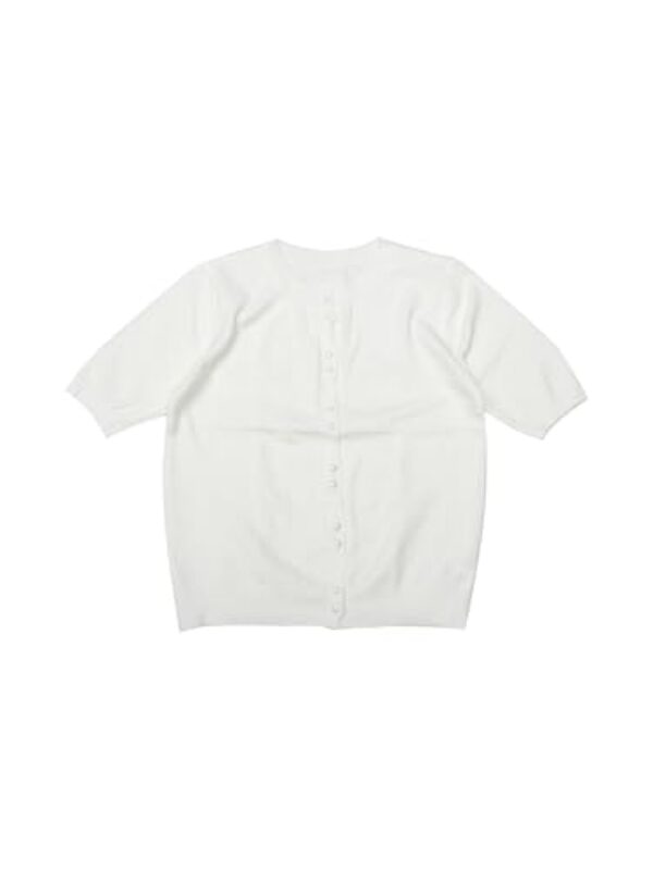 Allegra K Cardigã feminino de malha com botões, leve, gola redonda, bufante, manga curta, cardigãs casuais, Branco, M