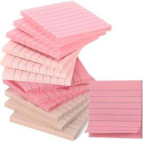 AmazingSpark Pacote com 12 blocos de notas adesivas forradas 7,6 x 7,6 cm, adesivos autoadesivos, multicoloridos, vintage, estética, material escolar, material de escritório, acessórios (rosa)