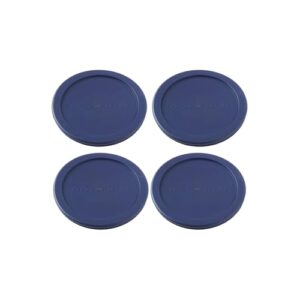 Anchor Hocking Tampas de substituição para armazenamento de alimentos de vidro, 4 xícaras redondas, azul-marinho, conjunto de 4 (também compatível com armazenamento de alimentos de vidro Pyrex)