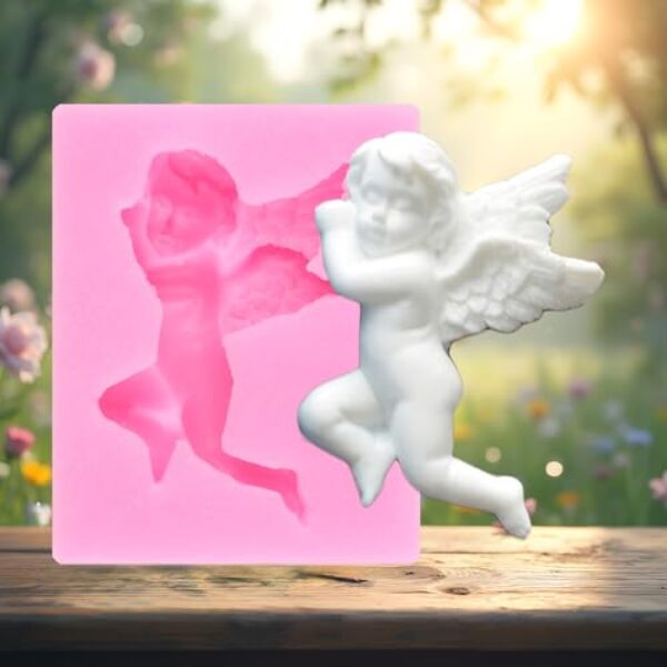 Angel Baby Moldes de silicone para fondant para chá de bebê, decoração de bolos, topo de cupcake, pasta de goma de chocolate, argila de polímero