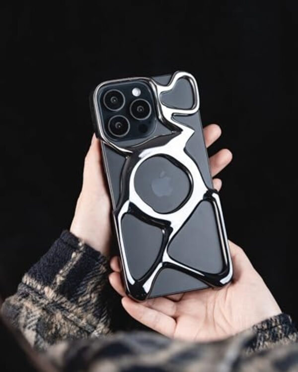 Angry miao Capa de telefone vazia para iPhone 15 Pro (apenas), compatível com Magsafe, 22 g leve, dissipação de calor, ampla proteção prata