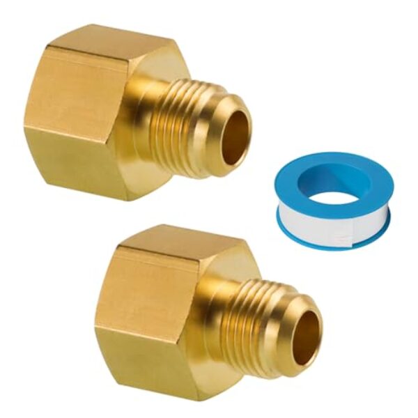 Angry Pony Flare 3/8 macho para NPT 1/2 fêmea meia união encaixe de tubo, adaptador de gás de acoplamento de tubo de latão (pacote com 2)
