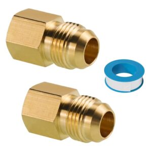 Angry Pony Flare 3/8 macho para NPT 1/4 fêmea meia união encaixe de tubo, adaptador de gás de acoplamento de tubo de latão (pacote com 2)