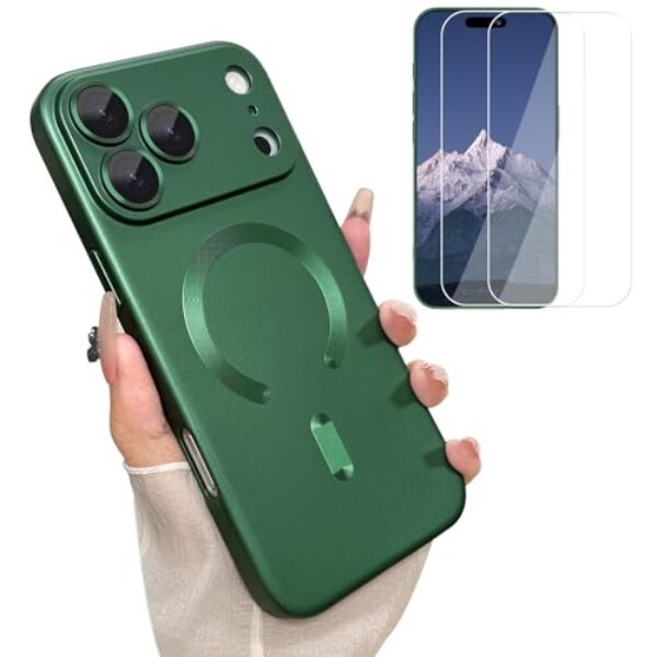 ankofave Capa magnética para iPhone 17 Pro Max para mulheres, [compatível com MagSafe] Design metálico macio fosco com protetores de lente e 2 protetores de tela para iPhone 17 Pro Max 6,9 polegadas