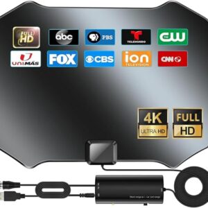 Antena de TV atualizada 2025 para canais locais, antena digital interna de longo alcance de 2800 milhas, antena HDTV para Smart TV com amplificador de sinal suporta 8K 4K 1080p