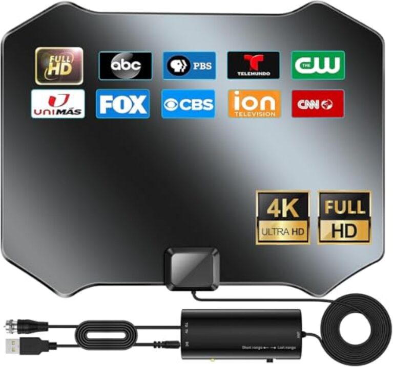 Antena de TV atualizada 2025 para canais locais, antena digital interna de longo alcance de 2800 milhas, antena HDTV para Smart TV com amplificador de sinal suporta 8K 4K 1080p