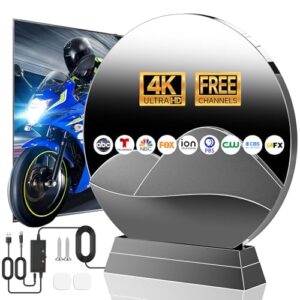 Antena de TV de alcance de 2800 milhas, antena digital mais forte de 2025 para Smart TV interna com amplificador de sinal, recepção de longo alcance de 360°, canais locais HD suporta cabos 4K 8K 1080P