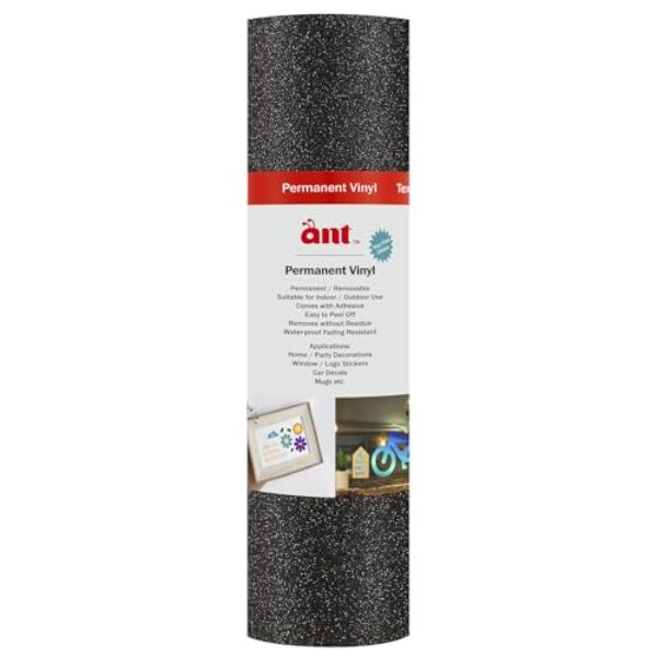 Ant PVP 24 cm de largura brilhante brilhante vinil fosco inteligente 24 cm x 6 m, preto compatível com adesivos Cricut Joy Xtra Create e mais para todos os climas e à prova de desbotamento, ideal para