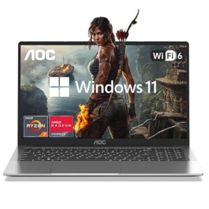 AOC Laptop versátil de 15,6 com processador Intel N97, SSD de 16 GB DDR4 de 512 GB, tela FHD 1080p, bateria Windows 11.5000mAh, design dobrável de 180°, USB 3.2 tipo C, ideal para produtividade e