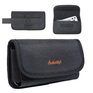 Aokotiyi Coldre para celular grande compatível com iPhone 17/16/15/14/13/12 Pro Max & Plus modelos com compartimento para cartão de identificação, capa de nylon para cinto de celular com clipe, bolsa