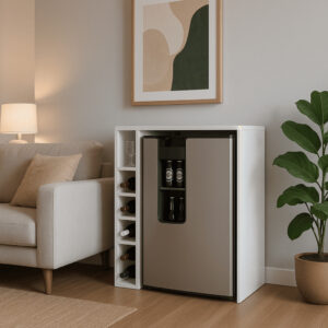 Aparador Adega para Cervejeira Frigobar Mini Bar Branco Balcão Prateleira Nichos