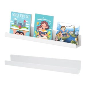 AquaLume 2 prateleiras magnéticas de livros para quadro branco, prateleira magnética para quadro branco com design flutuante resistente - organizador de sala de aula para professores (43 x 6 x 5 cm