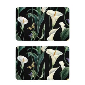 Arte Calla lírio flor verde e branco decorativo máquina de lavar louça porta ímã reutilizável geladeira painel capa magnética decoração de férias Cubierta magnética del lavavajillas 10 x 6,3 cm