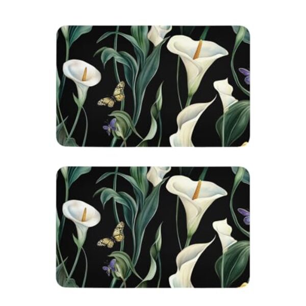 Arte Calla lírio flor verde e branco decorativo máquina de lavar louça porta ímã reutilizável geladeira painel capa magnética decoração de férias Cubierta magnética del lavavajillas 10 x 6,3 cm