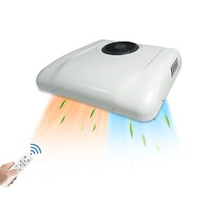 Aspligo Ar condicionado de teto 8000BTU 24V RV com calor, ar condicionado elétrico de estacionamento de 24 volts, unidade A/C não canalizada de fácil instalação para trailers, vans, trailers de viagem