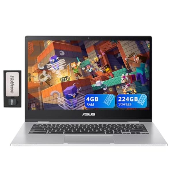 ASUS Laptop Chromebook CX1 de 14 polegadas FHD, Intel Celeron N4500, 4 GB de RAM, 224 GB de armazenamento (conjunto de estação de ancoragem de 64 GB eMMC + 160 GB), gráficos Intel UHD, Wecam 720p
