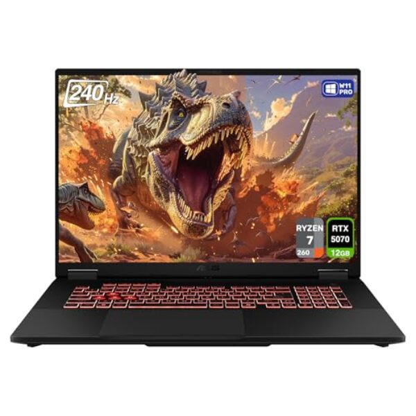 ASUS Laptop para jogos TUF A18, AMD Ryzen 7-260, 64 GB DDR5 RAM, PCle SSD de 4 TB, tela de 45.7 cm 2.5K (2560x1600) 240Hz, Nvidia G-Force RTX 5070, teclado chiclet retroiluminado RGB, W11 Pro, cinza