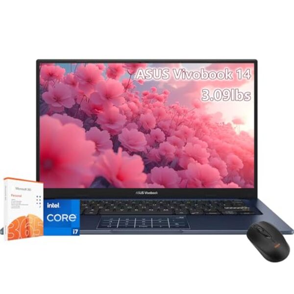 ASUS Laptop Vivobook de 14 polegadas - Intel Core i7-1355U Beat AMD Ryzen 7 4700U -16GB RAM -512GB SSD -Windows 11 -Office 365 One Year - Business Computadora Portátil School College Student